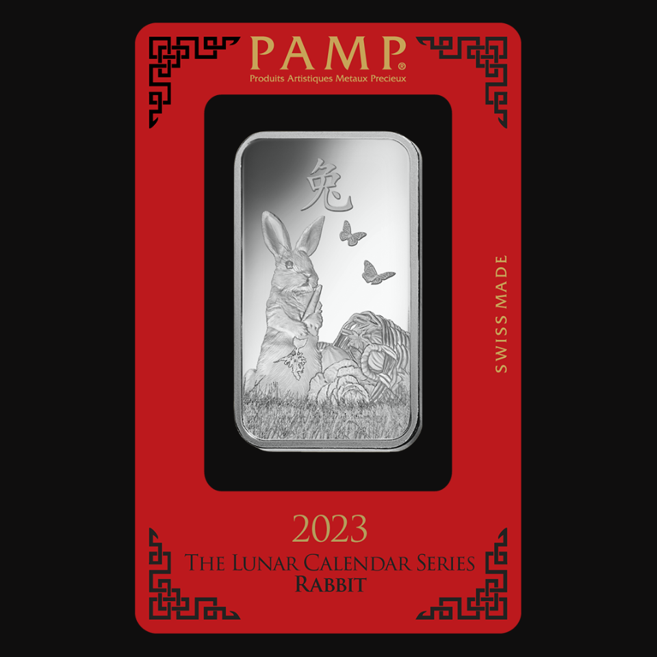 1 oz PAMP Lunar: Year of the Rabbit 2023 Silver Bar | Tavex