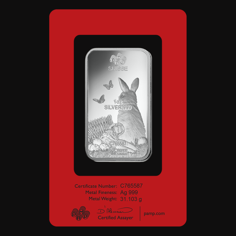 1 oz PAMP Lunar: Year of the Rabbit 2023 Silver Bar | Tavex