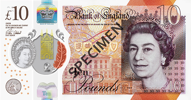 Forsiden af ​​dronning Elizabeth II-sedlen